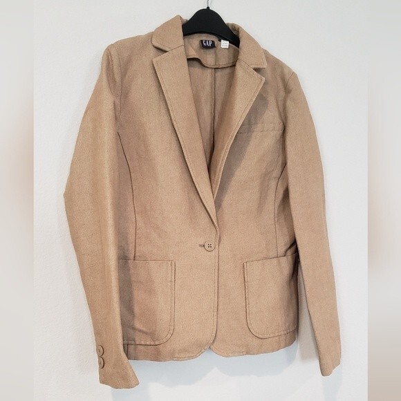 GAP Corduroy Camel Blazer Jacket Unlined Tan Suit Size L - Picture 1 of 8